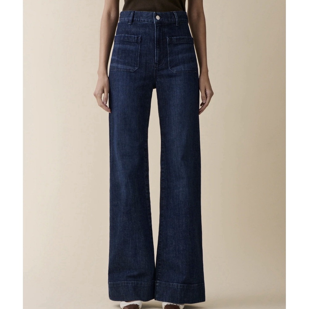 Jeanerica St Monica Midnight Vintage Blue Denim High Rise Wide Leg  25/32 $290